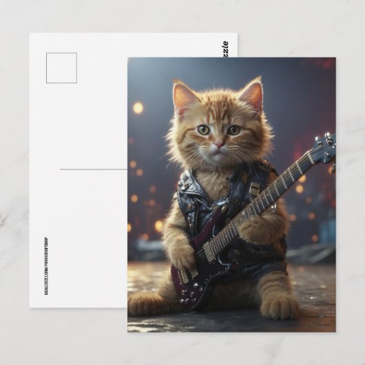 KAT SPEELT GITAAR BRIEFKAART (Voorkant / Achterkant)