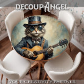 Kat speelt gitaar -Decoupage- Tissuepapier