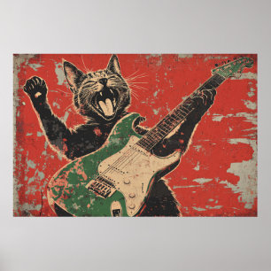 KAT SPEELT GITAAR POSTER