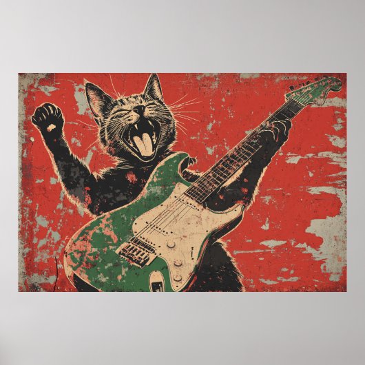 KAT SPEELT GITAAR POSTER (Voorkant)