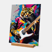 Kat speelt gitaar, rock graffiti acryl bord (Hoek)