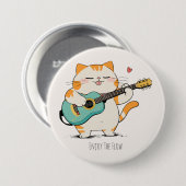 Kat speelt gitaar ronde button 7,6 cm (Voorkant /achterkant)
