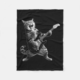 Kat speelt gitaarrock-'n-rollrockster voor mannen fleece deken