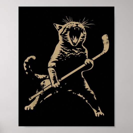 Kat speelt ijshockey poster (Voorkant)