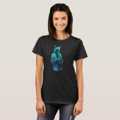 Kat speelt jazz op saxofoon t-shirt (Voorkant volledig)