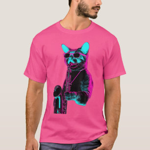 Kat speelt jazz op saxofoon t-shirt