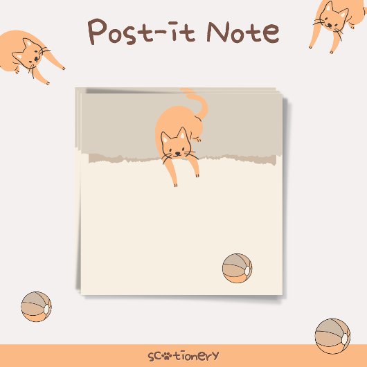 Kat speelt met een bal post-it® notes