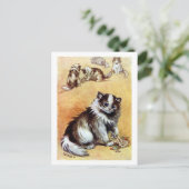 Kat speelt met juwelen, Louis Wain Briefkaart (Staand voorkant)