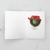 Kat speelt met kerstdecorceratiekaarten feestdagen kaart (Binnen)