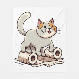 Kat speelt met toiletpapier fleece deken