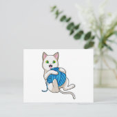 Kat Speelt met Wol Briefkaart (Staand voorkant)