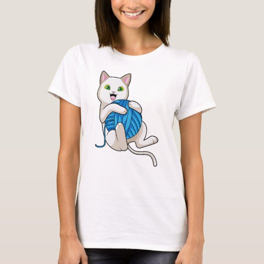 Kat Speelt met Wol T-shirt (Voorkant)
