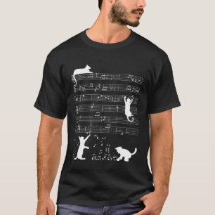 Kat Speelt Muzieknoot Sleutel Musicus Muziek Vrou T-shirt