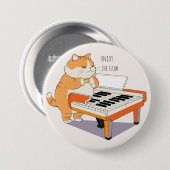Kat Speelt Op De Piano Ronde Button 7,6 Cm (Voorkant /achterkant)