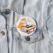 Kat Speelt Op De Piano Ronde Button 7,6 Cm (In situ)