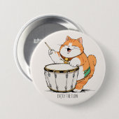 Kat Speelt Op De Trommel Ronde Button 7,6 Cm (Voorkant /achterkant)