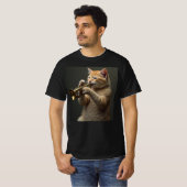 Kat speelt op de trompet. t-shirt (Voorkant volledig)