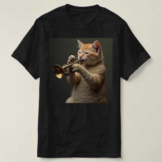Kat speelt op de trompet. t-shirt (Design voorkant)