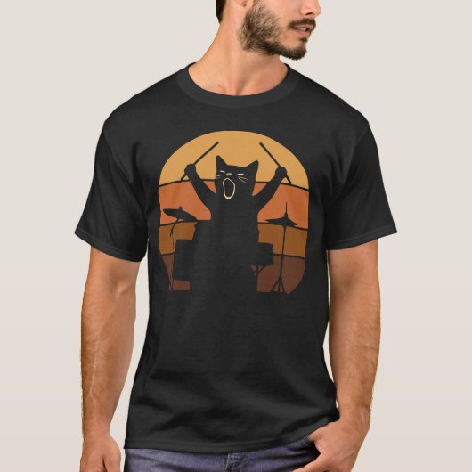 Kat Speelt op Drums T-shirt (Voorkant)
