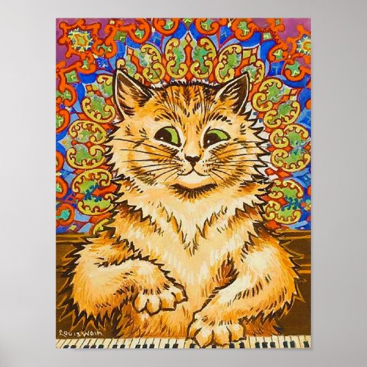 Kat speelt piano, Louis Wain Poster (Voorkant)