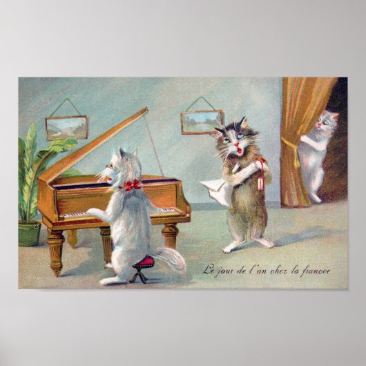Kat speelt piano, Louis Wain Poster (Voorkant)