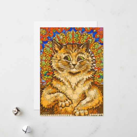 Kat speelt piano, psychedelisch - naar Louis Wain Feestdagenkaart (Voorkant / Achterkant in situ)