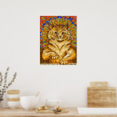 Kat speelt piano, psychedelisch - naar Louis Wain Poster (Keuken)