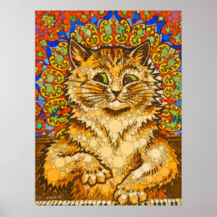 Kat speelt piano, psychedelisch - naar Louis Wain Poster