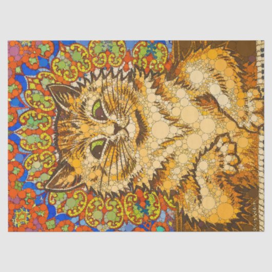 Kat speelt piano, psychedelisch - naar Louis Wain Tissuepapier (Voorkant)