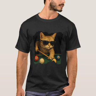 Kat speelt poolbiljart in lounge koel leuk kat t-shirt