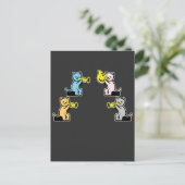 Kat speelt trombone briefkaart (Staand voorkant)