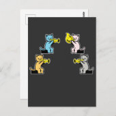 Kat speelt trombone briefkaart (Voorkant / Achterkant)