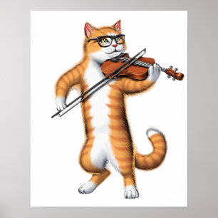 Kat speelt viool poster