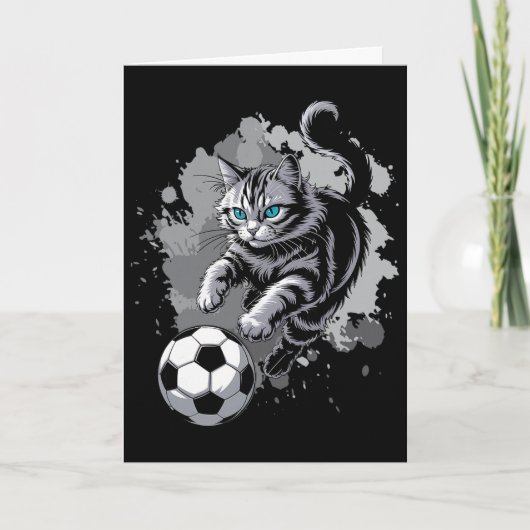 Kat Speelt Voetbal Kaart (Voorkant)