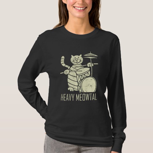 Kat-speeltrommel Funny Heaval Meowtal Cat Drum T-shirt (Voorkant)