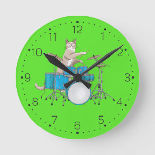 Kat-speeltrommels - wandklok met cijfers