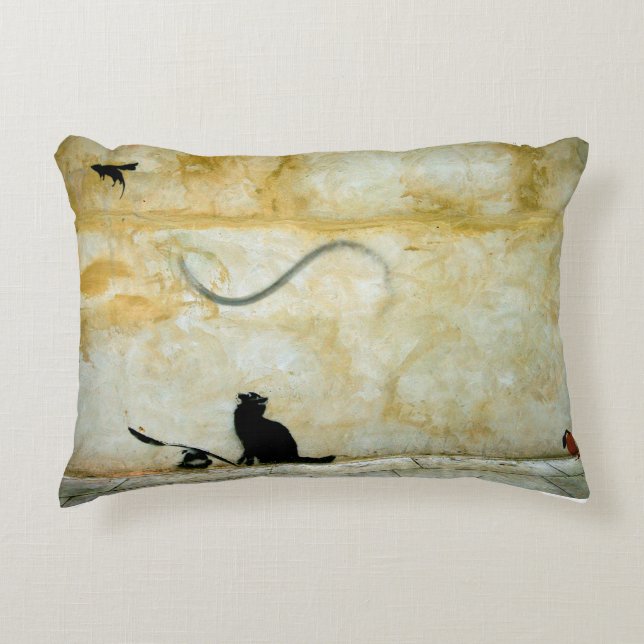 Kat, speer en gif accent kussen (Voorkant)