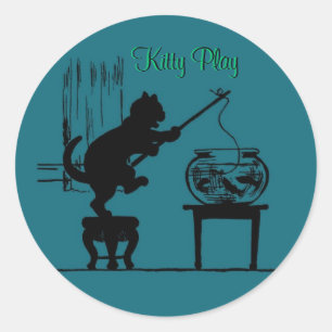 Kat Spel groene kat Silhouette stickers