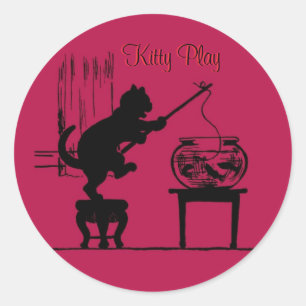 Kat Spel rode kat Silhouette stickers