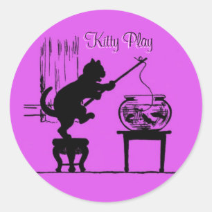 Kat Spel roze kat Silhouette stickers