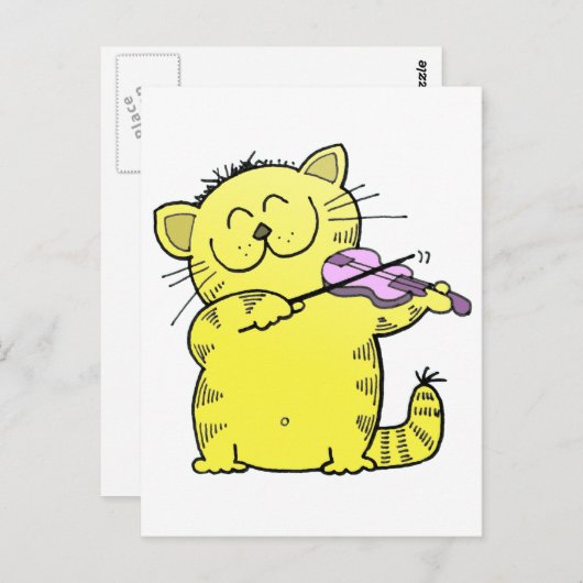 Kat Spel Violin Briefkaart (Voorkant / Achterkant)