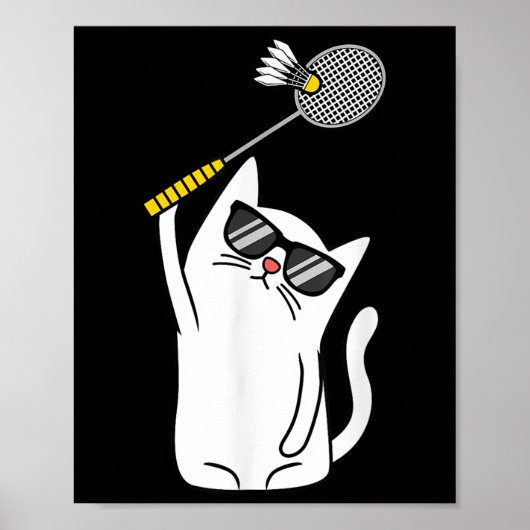 Kat spelen Badminton Shuttle Player Lover Coach G Poster (Voorkant)