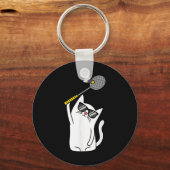 Kat spelen Badminton Shuttle Player Lover Coach G Sleutelhanger (Voorkant)