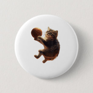 Kat Spelen Basketbal Grappige Katten Moeder Miauw Ronde Button 5,7 Cm