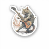 Kat Spelen Gitaar Rock Kat Heavy Metal Kat Mus Sticker (Voorkant)
