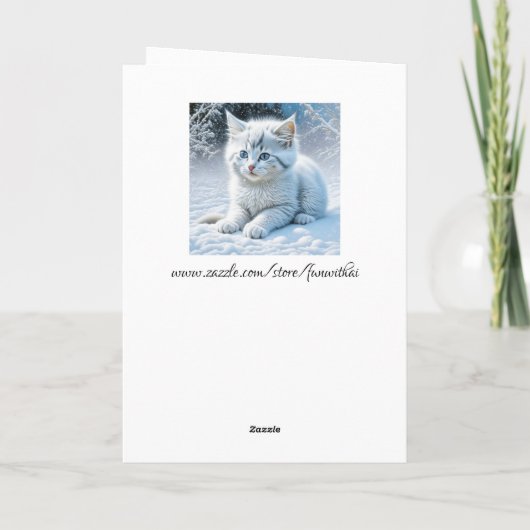 Kat spelen in de sneeuw | Over jou nadenken Kaart (Achterkant)