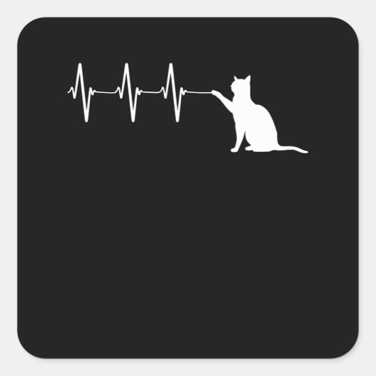 Kat spelen met ECG Heartbeat Line Funny Kat Vierkante Sticker (Voorkant)