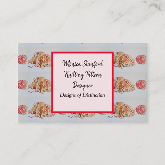 Kat Spelen met Visitekaartje van wolWaterverf (Voorkant)