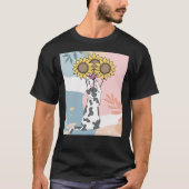 Kat spelen met vlinder en zonnebloemen t-shirt (Voorkant)