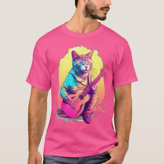 Kat spelen op akoestische gitaar t-shirt